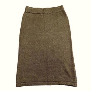 Vintage Cezanne Black knitted cotton ramie midi skirt